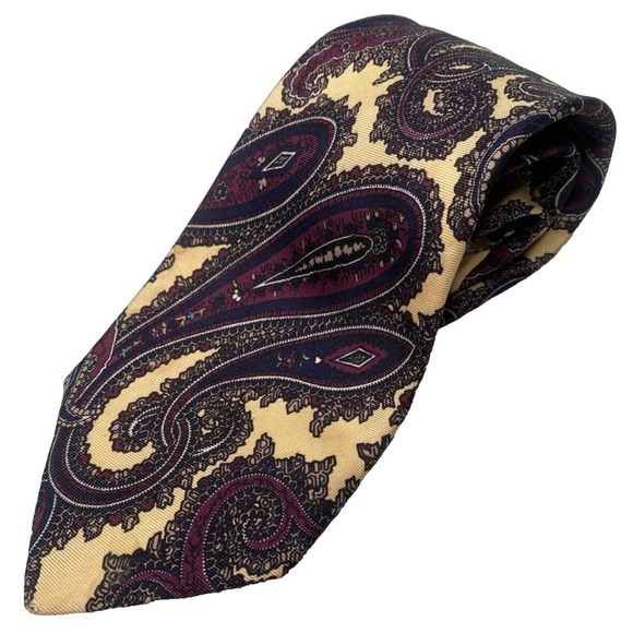 Robert Talbott Other - Robert Talbott Tartan Corner Dark floral Paisley beige Necktie Silk 3.5" X‎ 61"